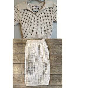 Willow & Wind Cream Knit top and skirt set